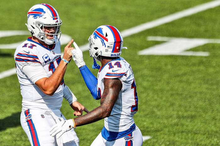 Josh Allen celebrates with Stefon Diggs